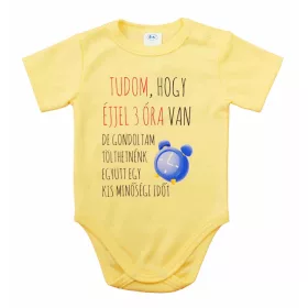 Feliratos rövid ujjú baba body