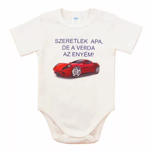 Feliratos rövid ujjú baba body