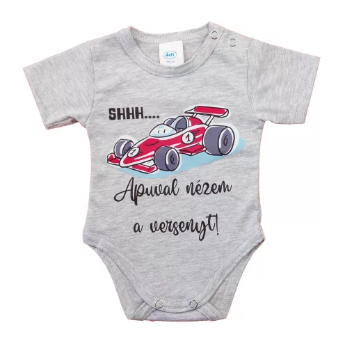 Feliratos rövid ujjú baba body