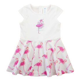Ujjatlan pamut kislány ruha, flamingó mintával