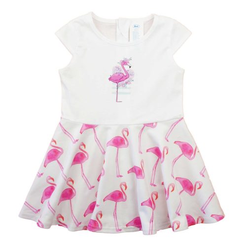 Ujjatlan pamut kislány ruha, flamingó mintával