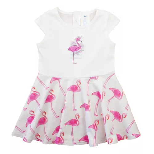 Ujjatlan pamut kislány ruha, flamingó mintával