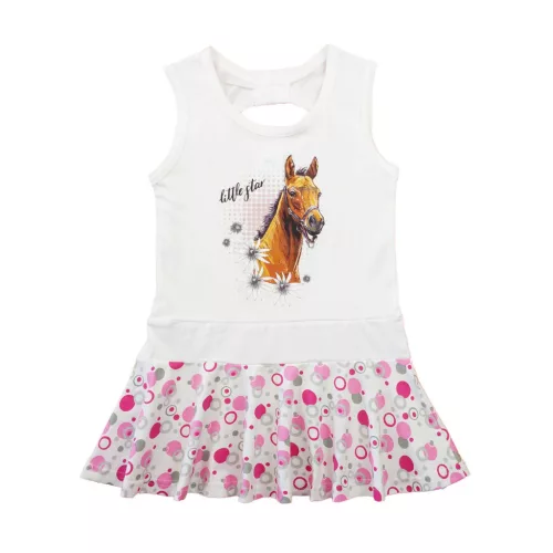 Ujjatlan pamut kislány ruha, lovas mintával