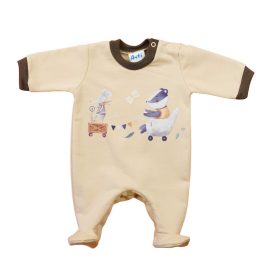   Belül bolyhos, hosszú ujjú baba rugdalózó – Állatos mintával