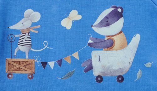 Belül bolyhos, hosszú ujjú baba rugdalózó – Állatos mintával