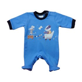   Belül bolyhos, hosszú ujjú baba rugdalózó – Állatos mintával