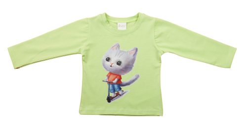 Hosszú ujjú lány póló – Cica mintával