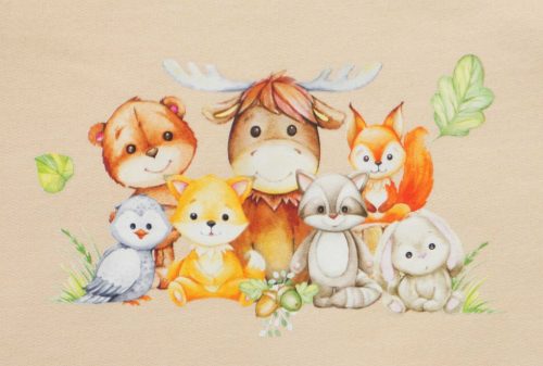 Belül bolyhos, hosszú ujjú baba rugdalózó – Állatos mintával