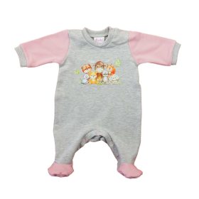   Belül bolyhos, hosszú ujjú baba rugdalózó – Állatos mintával