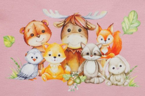 Belül bolyhos, hosszú ujjú baba rugdalózó – Állatos mintával