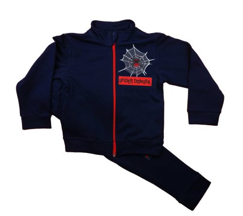 Belül bolyhos fiú szabadidő szett pókos mintával