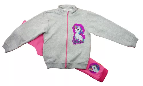 2 részes bolyhos  kislány szabadidő szett Unikornis mintával