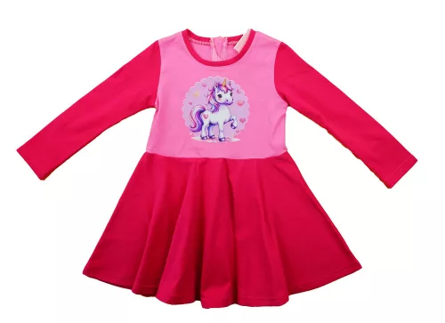 Hosszú ujjú kislány ruha – Unikornis mintával