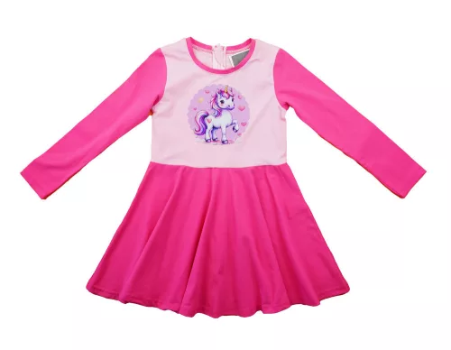 Hosszú ujjú kislány ruha – Unikornis mintával
