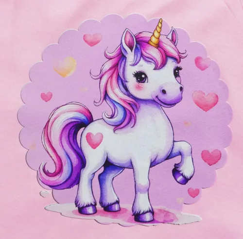 Fodros ujjú kislány nyári ruha – Unikornis mintával