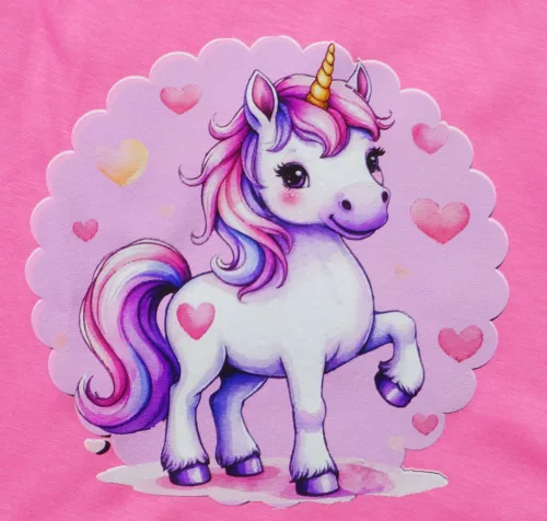 Fodros ujjú kislány nyári ruha – Unikornis mintával