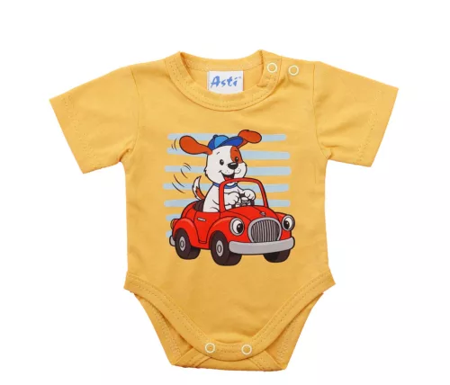 Rövid ujjú baba body Kutyás mintával