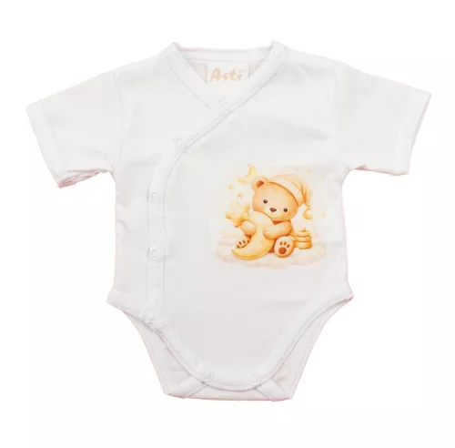 Rövid ujjú elöl patentos baba body Macis mintával