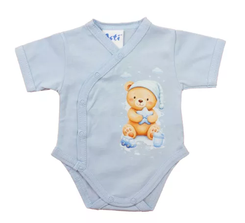 Rövid ujjú elöl patentos baba body Macis mintával