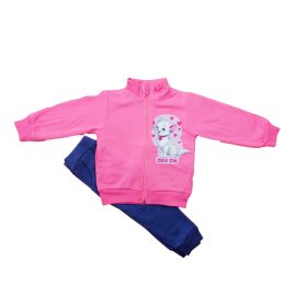 Belül bolyhos Lányka szabadidő szett Cica mintával