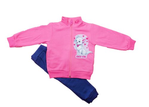 Belül bolyhos Lányka szabadidő szett Cica mintával