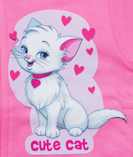 Belül bolyhos Lányka szabadidő szett Cica mintával