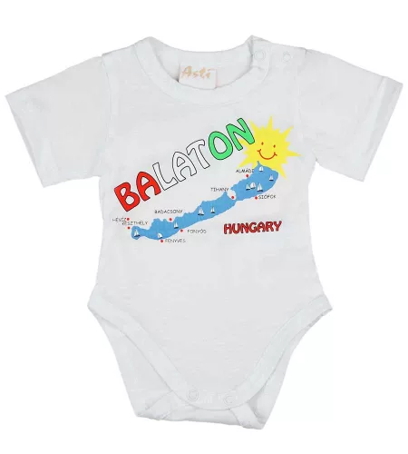 Rövid ujjú baba body Balaton felirattal