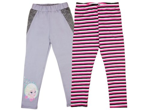 Disney Jégvarázs-Frozen mintás- csíkos lányka páros leggings szett (2db)