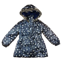 Masni mintás bélelt kapucnis lányka téli kabát