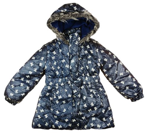 Masni mintás bélelt kapucnis lányka téli kabát