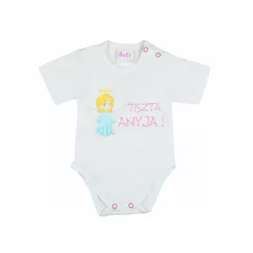 Bébi rövid ujjú kombidressz Tiszta Anyja! fehér