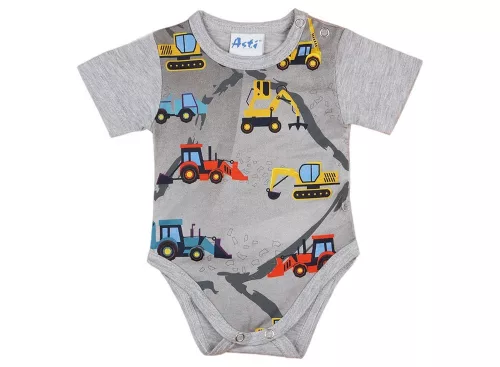 Markoló mintás rövid ujjú fiú kombidressz szürke