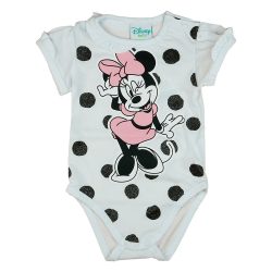   Disney Minnie pöttyös-csillámos rövid ujjú baba body fehér