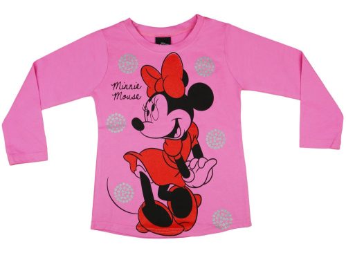 Disney Minnie lányka hosszú ujjú póló piros glitter
