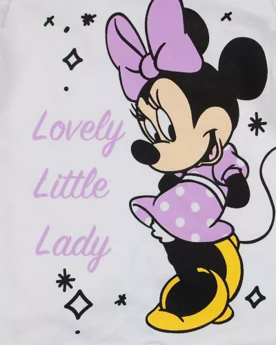 ABR Belül bolyhos hosszú ujjú pamut rugi - Fehér-Rózsaszín - Minnie egér (68)