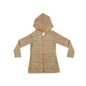 Lányka kapucnis kötött kardigán nyers barack csíkkal