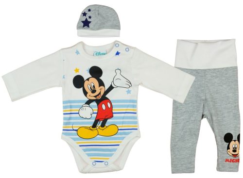 Disney Mickey csíkos| csillagos 3 részes (sapka+body+nadrág) szett