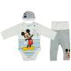 Disney Mickey csíkos| csillagos 3 részes (sapka+body+nadrág) szett