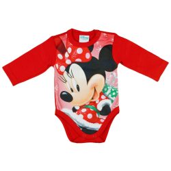   Disney Minnie Mikulás mintás hosszú ujjú karácsonyi body| kombidressz piros