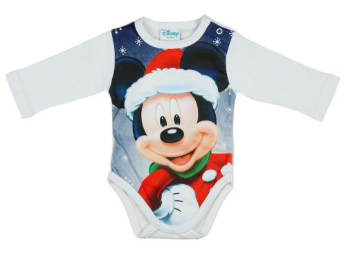 Disney Mickey Mikulás mintás hosszú ujjú karácsonyi body| kombidressz fehér