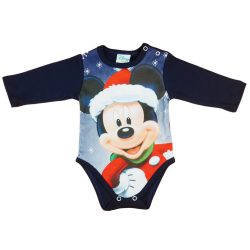   Disney Mickey Mikulás mintás hosszú ujjú karácsonyi body| kombidressz kék