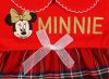 Disney Minnie galléros| hosszú ujjú karácsonyi body| kombidressz kockás betéttel piros