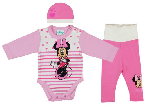 Disney Minnie 3 részes (sapka+nadrág+body) szett szívecskés