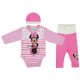 Disney Minnie 3 részes (sapka+nadrág+body) szett szívecskés