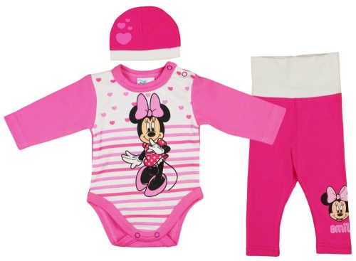 Disney Minnie 3 részes (sapka+nadrág+body) szett szívecskés