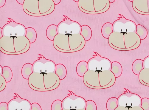 Monkey majom mintás rövid ujjú baba body (kombidressz) rózsaszín