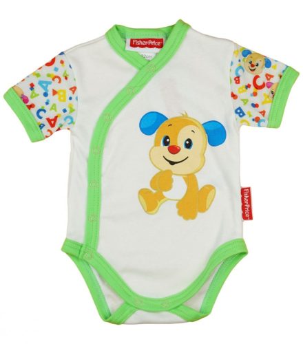 Fisher-Price rövid ujjú elől patentos baba body krém