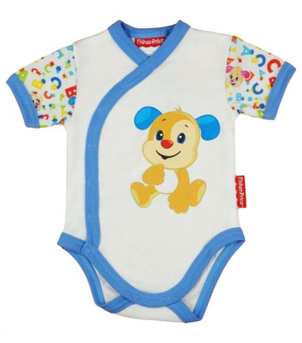 Fisher-Price rövid ujjú elől patentos baba body krém