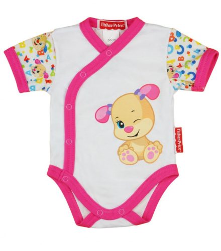 Fisher-Price rövid ujjú elől patentos baba body fehér