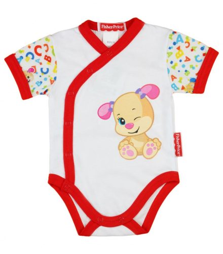 Fisher-Price rövid ujjú elől patentos baba body fehér